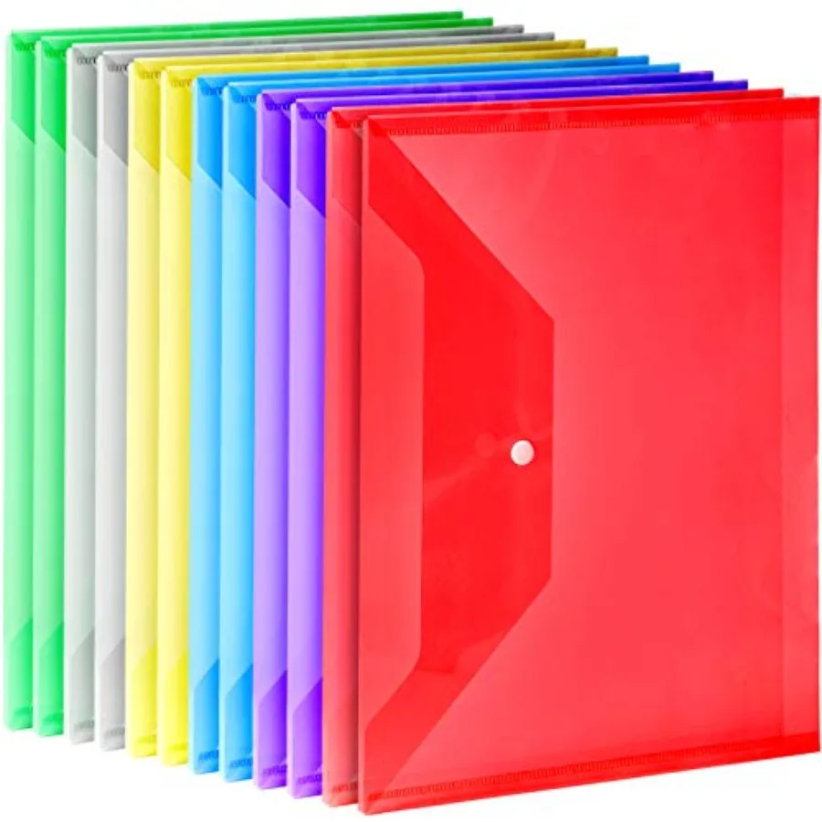 

Plastic File Folders, PCS A4 Plastic Envelopes with Snap Closure, Folders for Document, Reusable File Bags, Document Holder, fo
