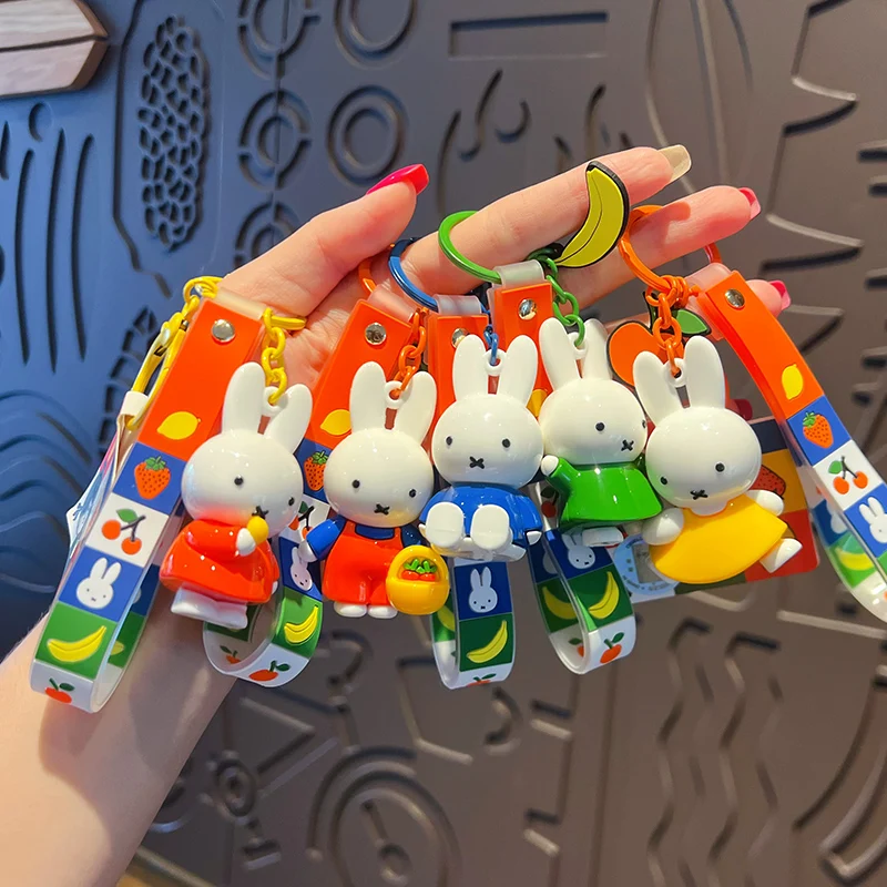 Kawaii أنيمي ميفي أرنب المفاتيح لطيف الكرتون زوجين سيارة حلقة رئيسية حقيبة أفخم قلادة الكرتون ملحق الزخرفية لفتاة هدية