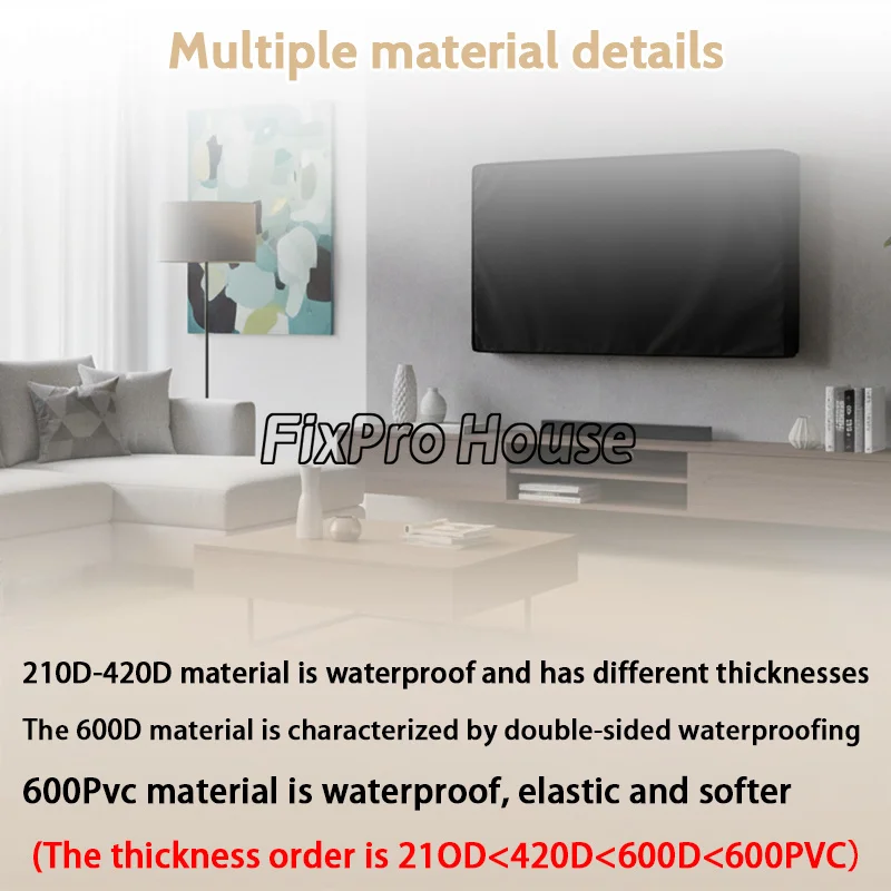 600D Outdoor TV Cover Oxford Weatherproof Waterproof TV Screen For Outside TV Enclosure Moving Display Protector Black/Silver