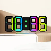 New 3D LED Digital Alarm Clock with Remote Control Adjustable Brightness Ambient Light Large Wall/Table Clock for Bedroom Office