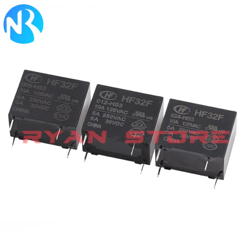 5Pcs Relay JZC HF33F HF32F G 005 009 012 024 HS3 HS ZS3 4P/5Pin 3A 5A 10A HF32F-005-HS3 32F 012 ZS3 HF33 024 ZS3 JZC-33F-012-ZS