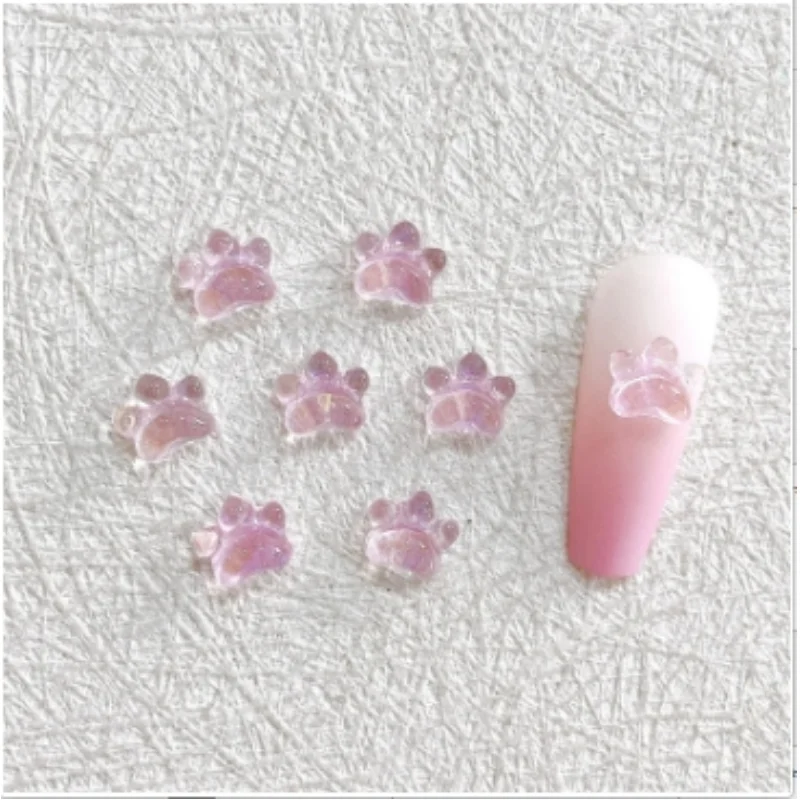 10pcs Cat Claw Nail Art Accessories 3D Flat Back Cute Cat Claw Design Resin Nail Charms Nail Art Decorations Parts DIY Manicure