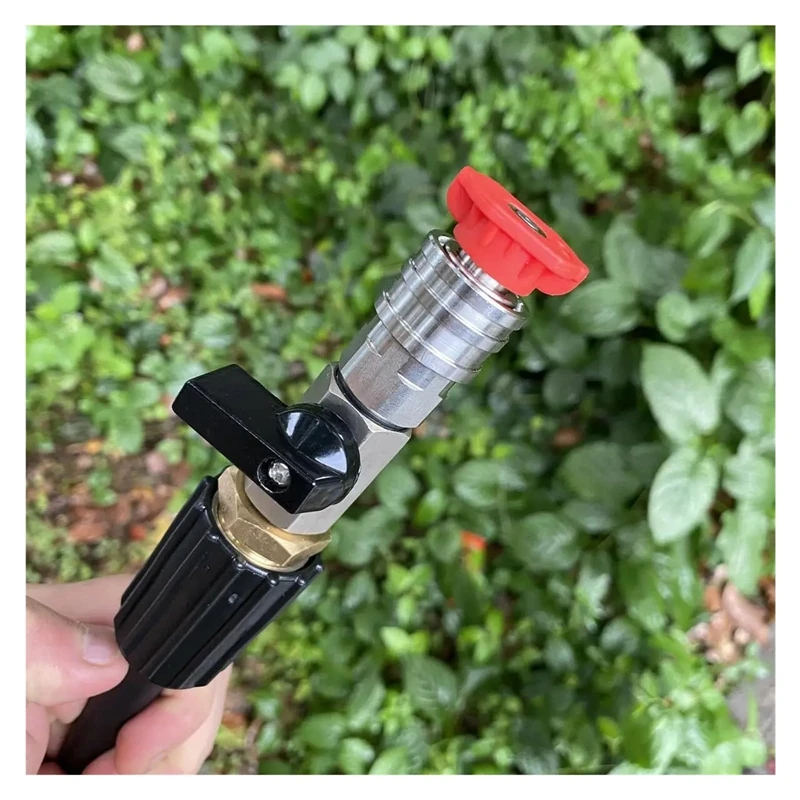 Pressure Washer Ball Valve Kit 1/4 Quick Connector and M22 14mm for Power Washer Hose Switch On/Off for Car Wash Stainless Steel