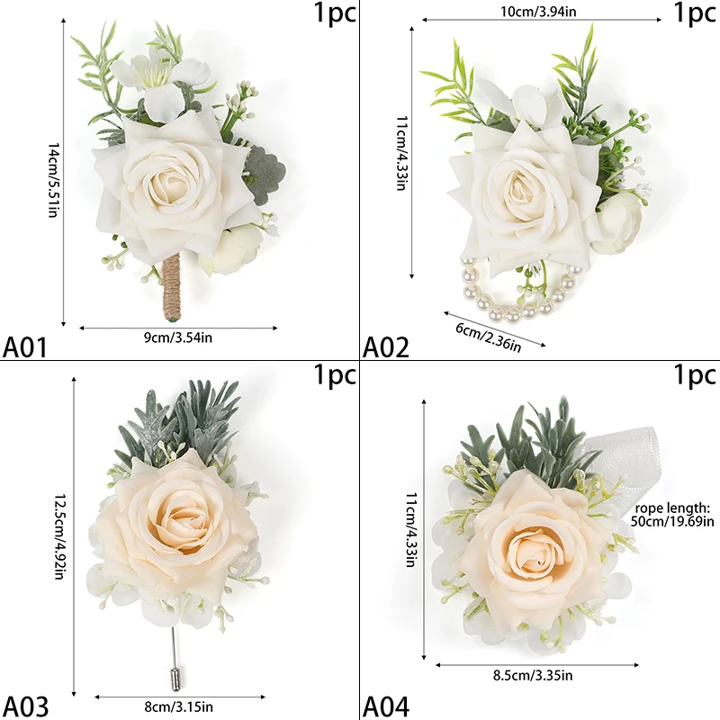 Boutonnieres flores rosas artificiais corsage pulso dama de honra pulseira noivo otálio baile de formatura casamento aniversário festa decoração