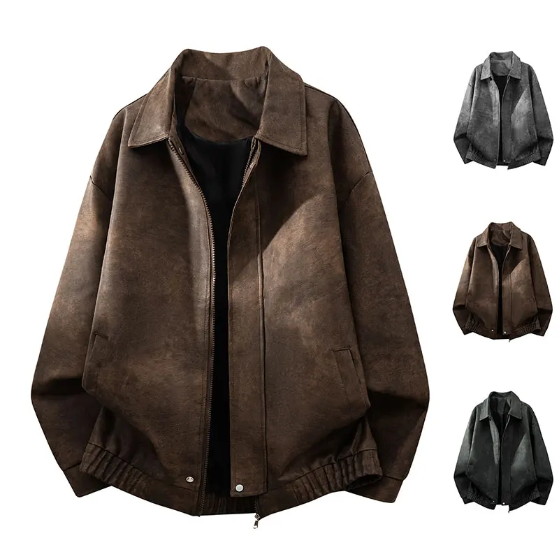 

Male PU Leather Jacket Outdoor Waterproof Windproof Cycling Motorcycle Coats Autumn Spring Lapel Travel Sports Casual Jacket