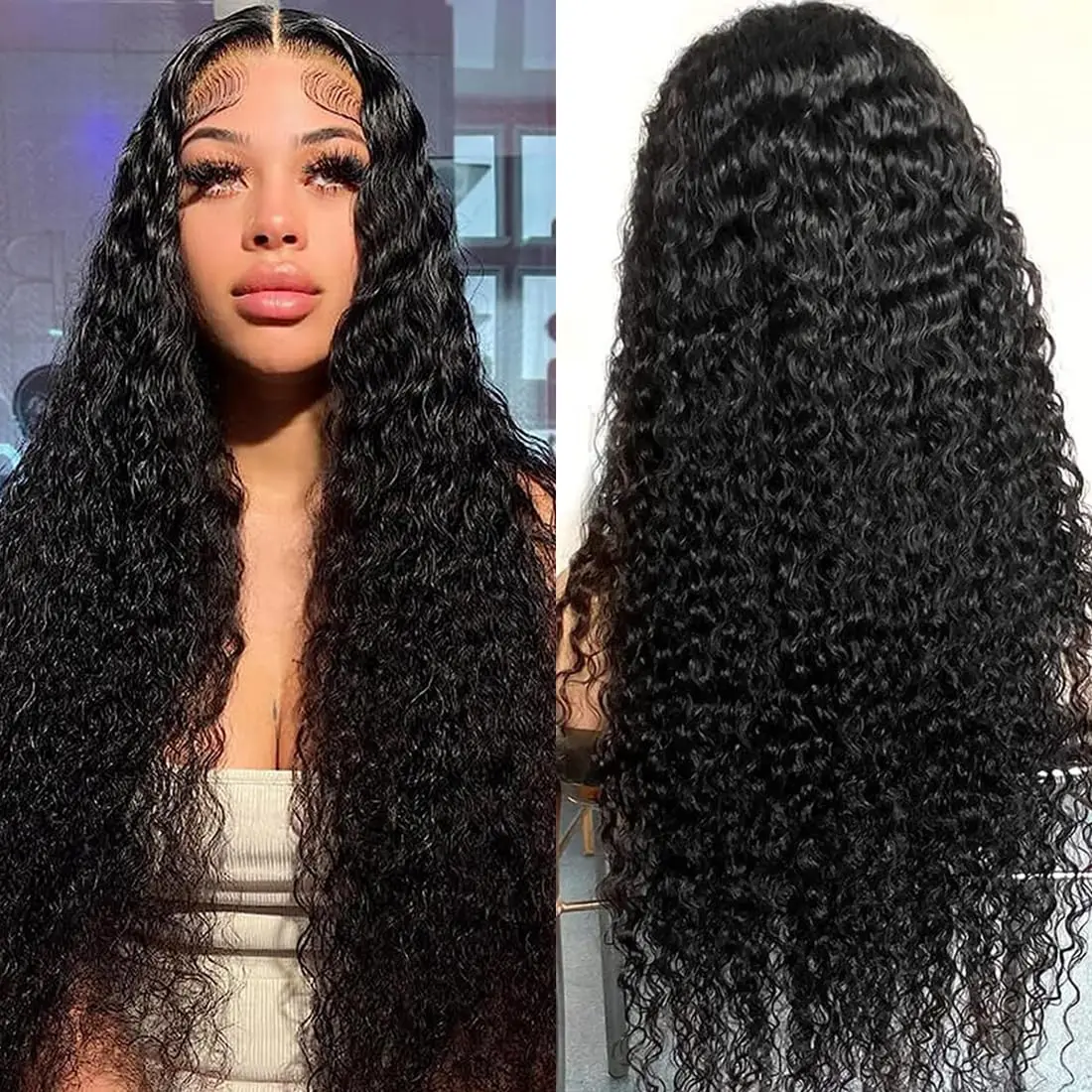 Deep Wave 13x6 13x4 Curly Lace Frontal Brazilian Wigs for Women Lace Front Human Hair Wigs Pre Plucked 4x4 HD Lace Closure Wig