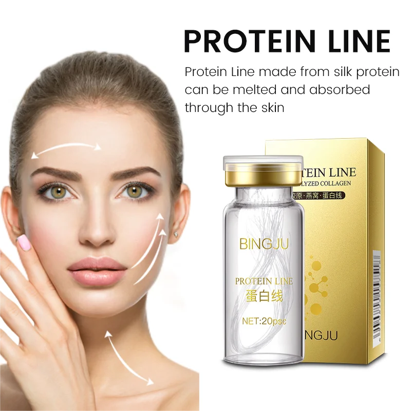 24K Gold Face Filler filo di proteine di collagene assorbibile Face Lift linea di fibroma di seta grassoccia intaglio siero viso essenza Anti invecchiamento