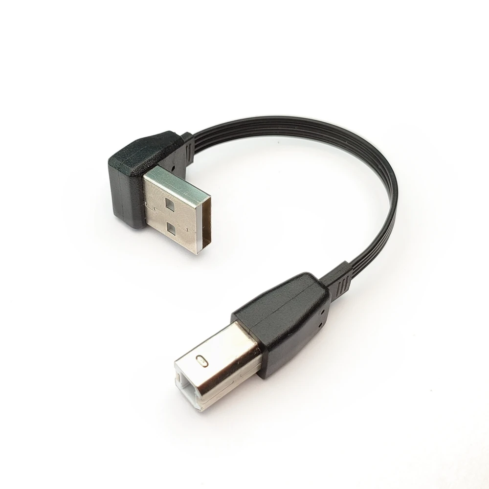 كابل بيانات USB2.0 بطول 0.1 متر علوي وسفلي وأيسر وأيمن، كابل بيانات بفم مربع 90 درجة AM إلى BM كابل طابعة سطح المكتب 10 سم - 100 سم