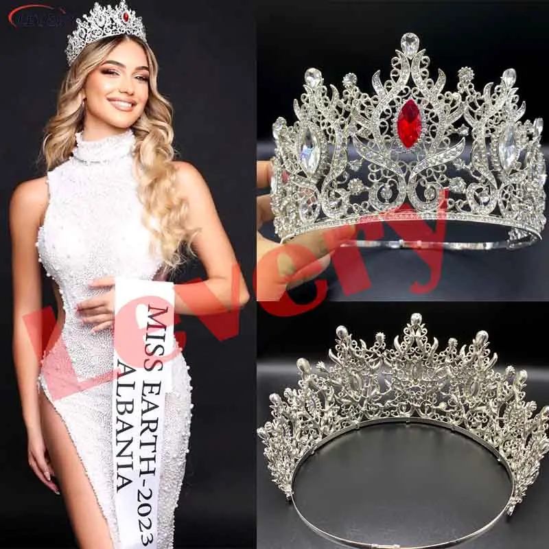 Levery Miss Earth Albania  Tiara Headbands Bridal Wedding Crown Prom Hair Accessories Rhinestone Bridal Crown Pageant Jewelry