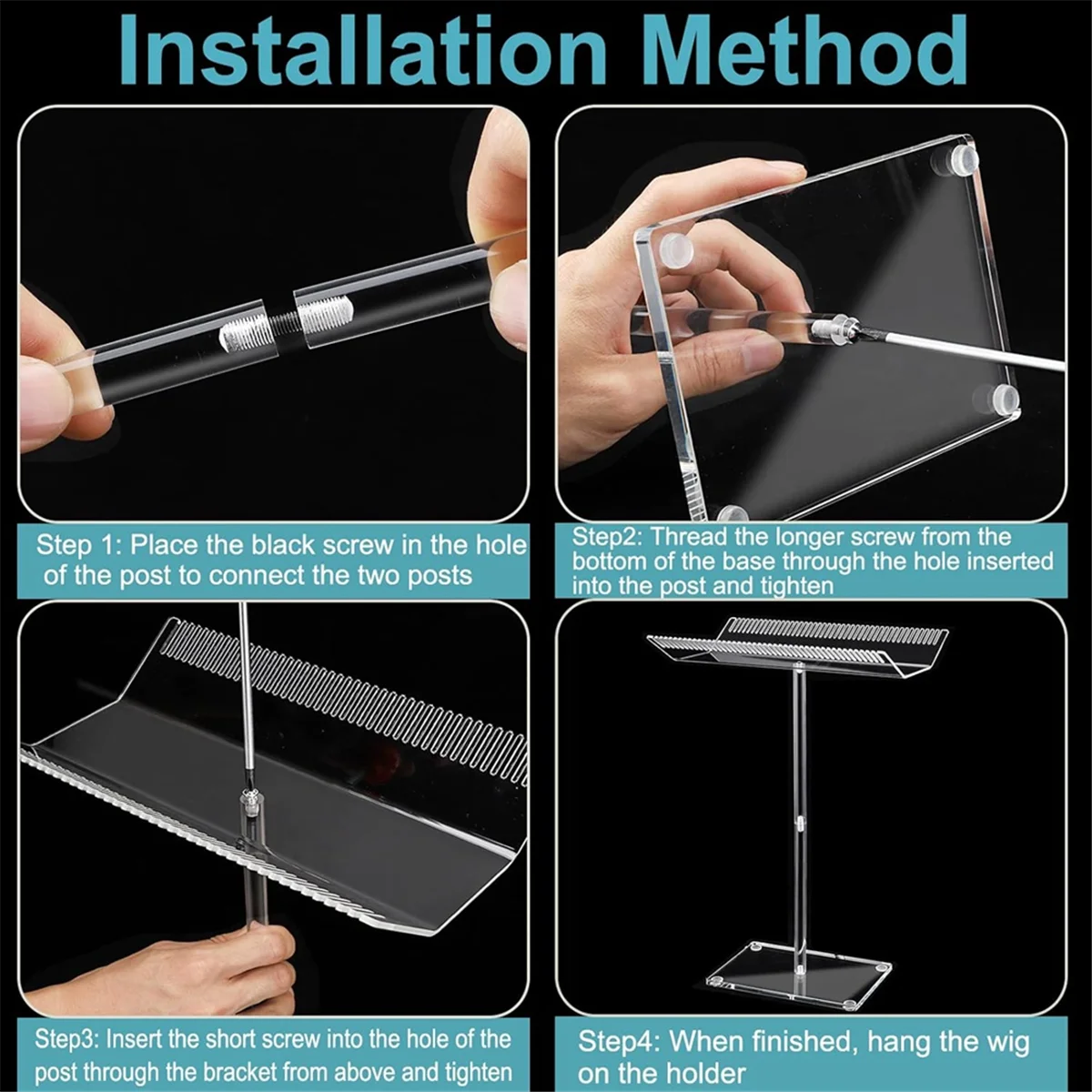 AT53 Acrylic Hair Extension Stand,Wigs Styling Tool Hair Hanger, Display,Display Braiding Hair Separator Stand for Hair Salon