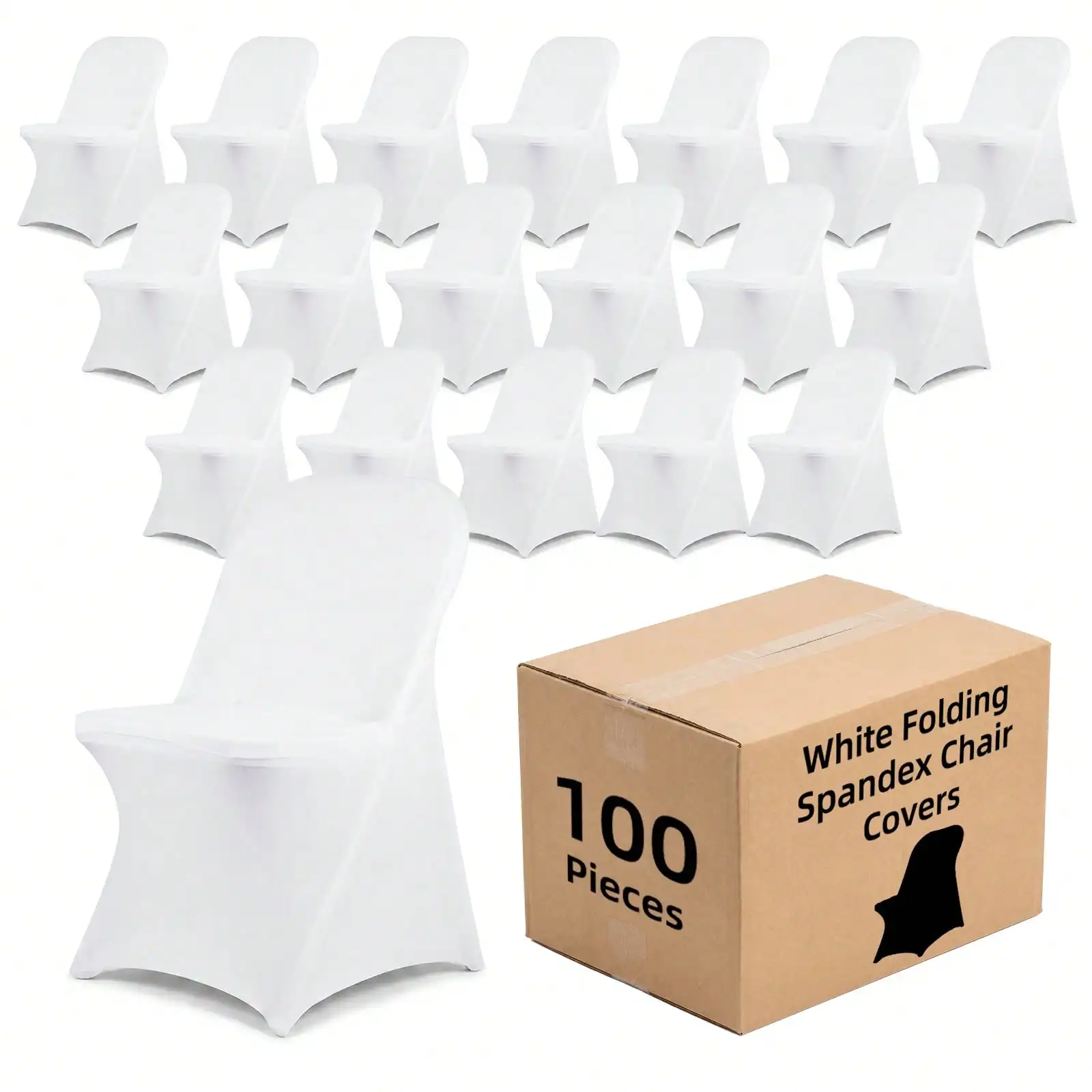 Tomnk 36/55/72/100pcs Spandex Stretch Folding Chair Covers - Universal Fitted Washable Slipcovers For Dining, Party, Wedding, Banquet & Thanksgiving, Mother's Day Decoration