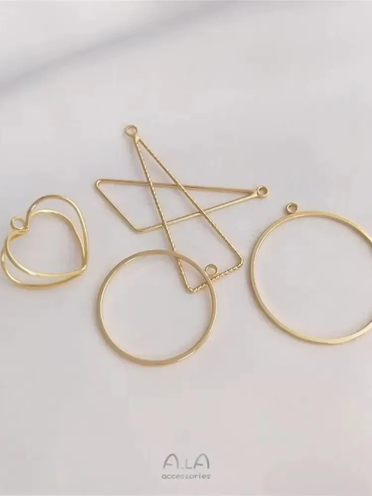 14K plated gold With hanging geometric frame pendant round water drop triangle heart shape DIY hand earrings accessories