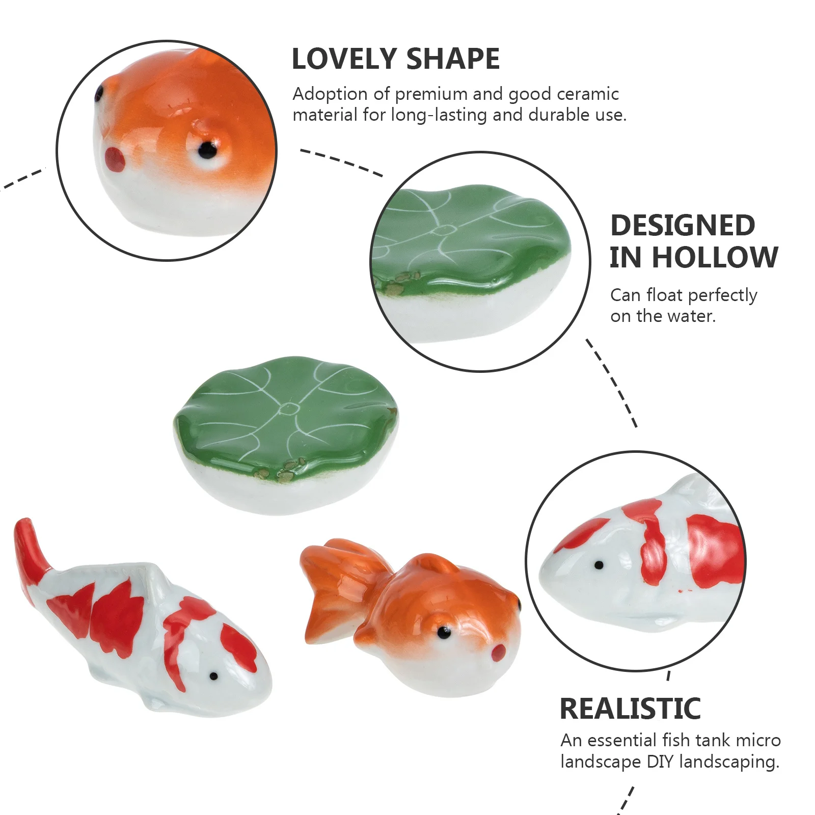 

3Pcs Ceramic Floating Decors Adorable Aquatic Creatures Stylish Aquarium Ornaments Durable Fish Tank Micro Landscape DIY