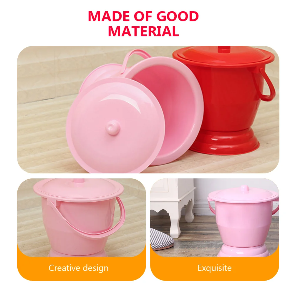 

Portable Urine Pot Chamber Potty Toddler Toilet Bedpan Camping Emergency Plastic Bucket Handle Thickened