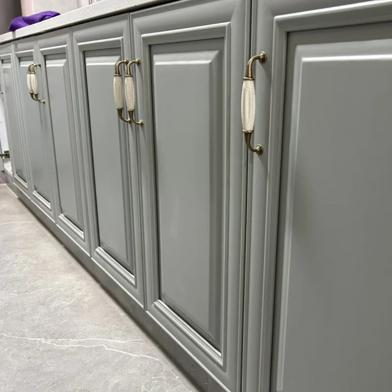 

European marble patterned cabinet ceramic handle, Chinese retro single hole drawer cabinet door handle, wardrobe door handle