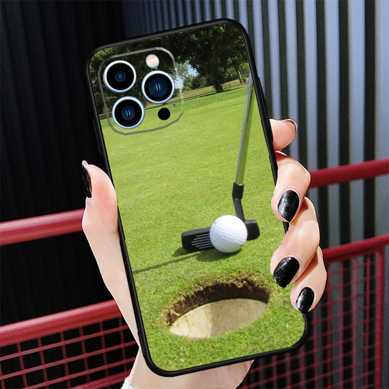 Sport Golf Ball Course Field Phone Case For iPhone 16 15 14 11 12 13 Pro Max 13 Mini X XR XS Max Plus Silicone Back Cover