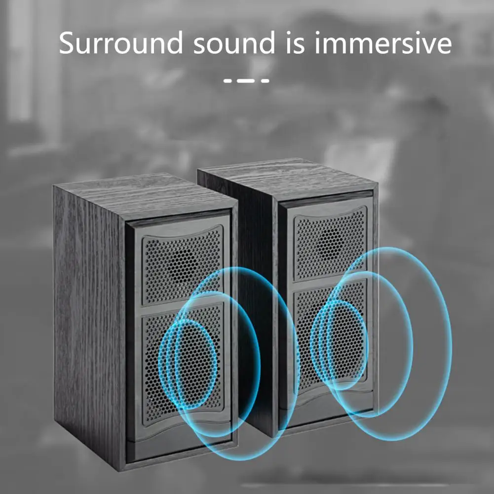 Wooden Speakers 1 Pair Useful USB Powered Portable  Wired Desktop Loudspeakers for Notebook