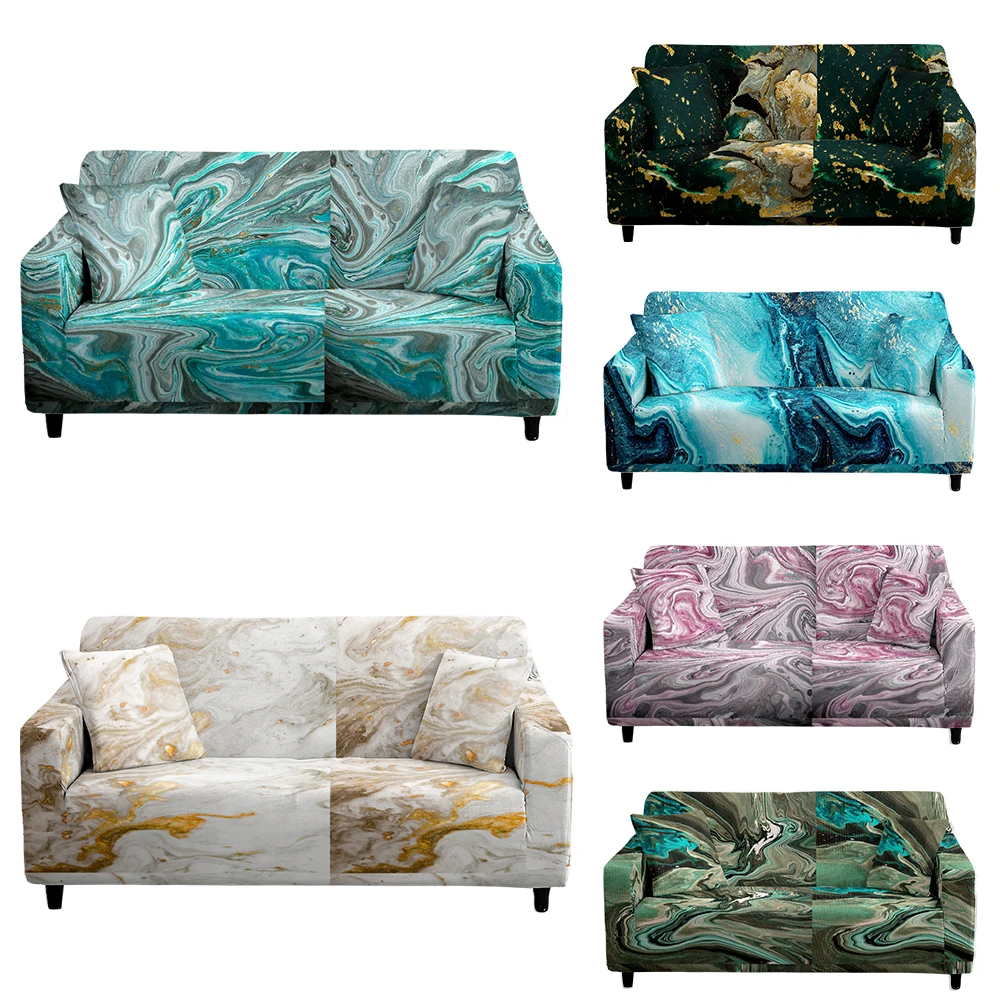 Marble Pattern   Couch Cover Strech Cover New L-Shape Home 1/2/3/4-Seater Sofa Covers For Living Room Sofa Cushion Covers