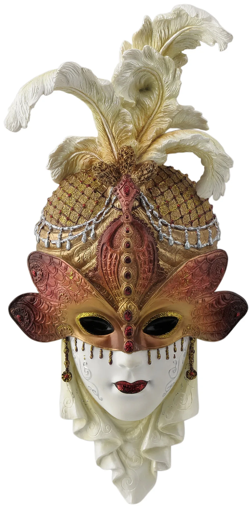Colorful Dragonfly Feather Venetian Carnival Mask Wall Sculpture Vintage Masquerade Face Hanging Ornament Baroque Home Art Decor
