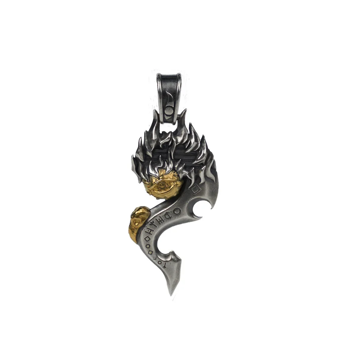 Retro Two-tone Metal Eye of Fate Pendant Necklace Gothic Punk Men Jewelry Cosplay Gift for Game Fans
