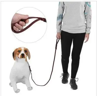 Hundeleine aus echtem Leder, lange Leinen für Hunde, geflochtenes Haustier-Walking-Training führt braun-schwarze Farben für mittelgroße und große Haustiere – Detail 5