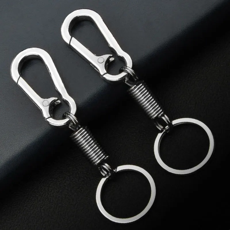 Men\'s Car Special Zinc Alloy Key Chain Anti-lost Metal Spring Keys Pendant Waist Belt Clip Hook Strong Carabiner Buckle Keyring