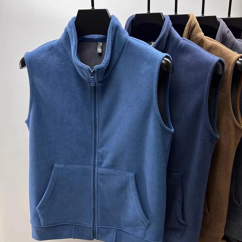 

American Sle Heavyweight Loose Fit Stand Collar Fce Vest Men's Autumn Winter Workwear Outerwear Warm oulder Jaet