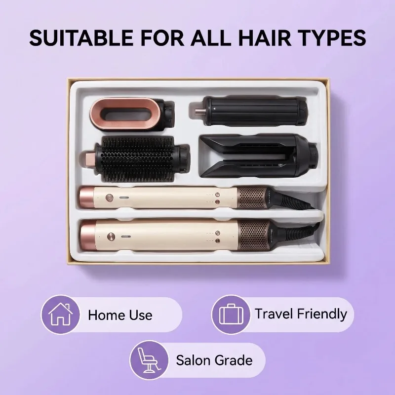 6 in 1  Detachable Airflow Hair Dryer Brush Comb Curler Straightening Brush Heat Control Styler for Smooth Hair anion hot brush