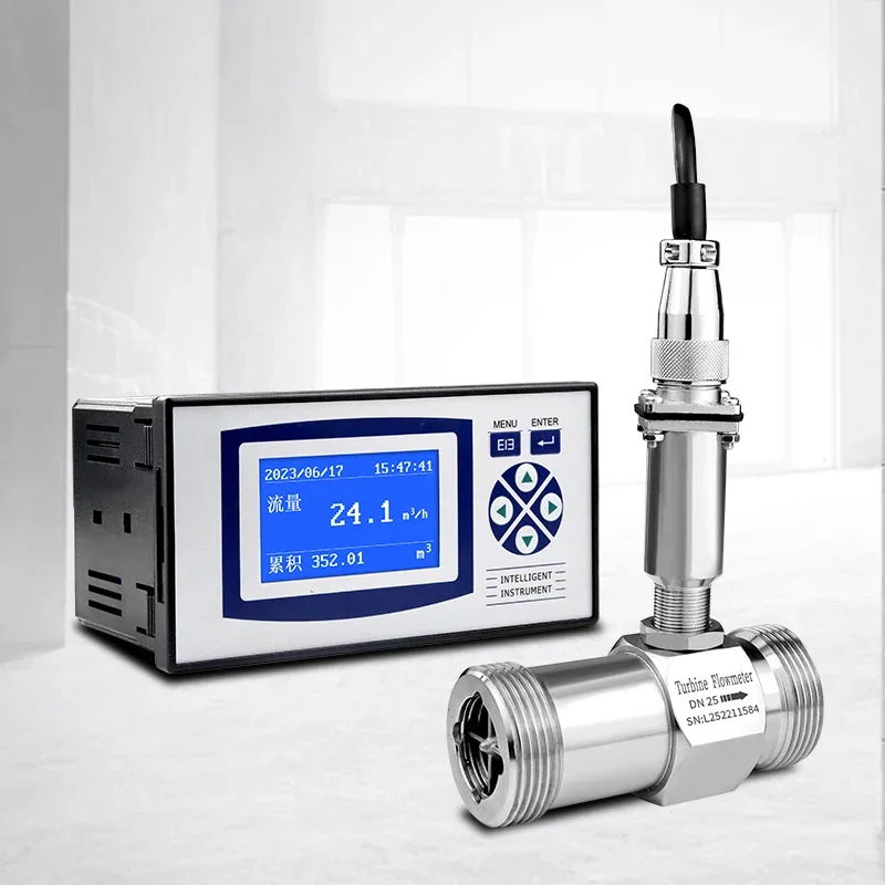 2026 Thread Clamp Flange Liquid Flow Meter High Temperature 180℃ RS485 Pulse DN50 Turbine Flowmeter