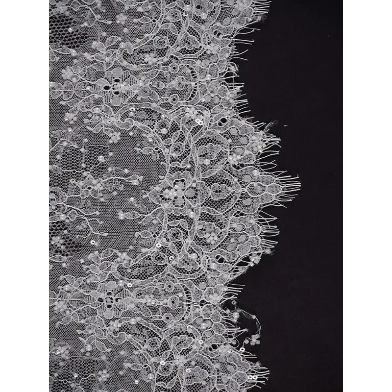 3M New High -end Beaded Embroidery Lace with Added Cards Soft Mesh Lace 150cm Wide Special for Wedding Dresses and Foreign Trade
