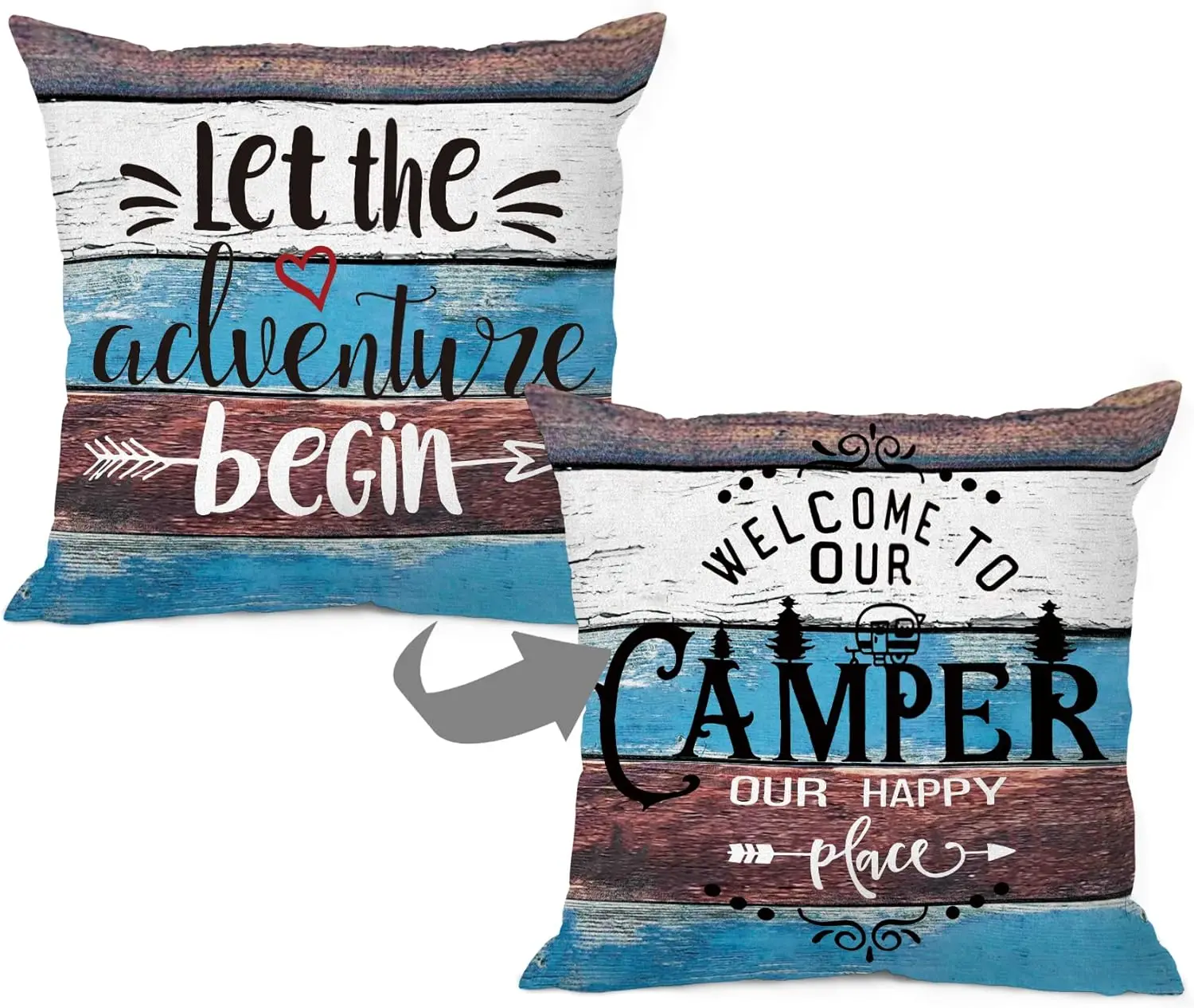 

Декоративная наволочка в стиле рустик для приключений, 18x18 дюймов, двусторонняя, для кемпинга, автодома, декора фермерского дома