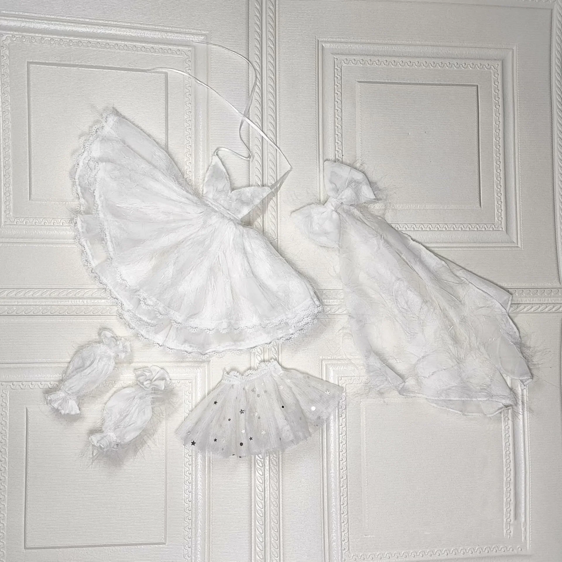 Doll accessories 1/3 1/4 BJD doll skirt white dress skirt tiara set