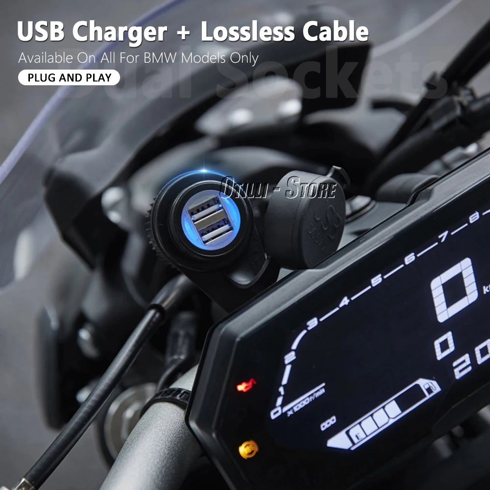 รถจักรยานยนต์ Charger Adapter แหล่งจ่ายไฟซ็อกเก็ต USB Dual Port สําหรับ BMW G310GS F650GS F750GS F700GS F850GS F800GS F900R C400X R18