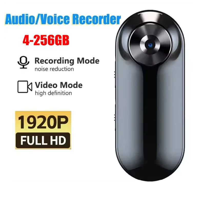 256 GB Mini-Körper-Voice-Recorder, Audio-Video-aktivierte Kamera mit Mikrofon, 4–128 GB HD-Camcorder, Rauschunterdrückung, Aufnahme