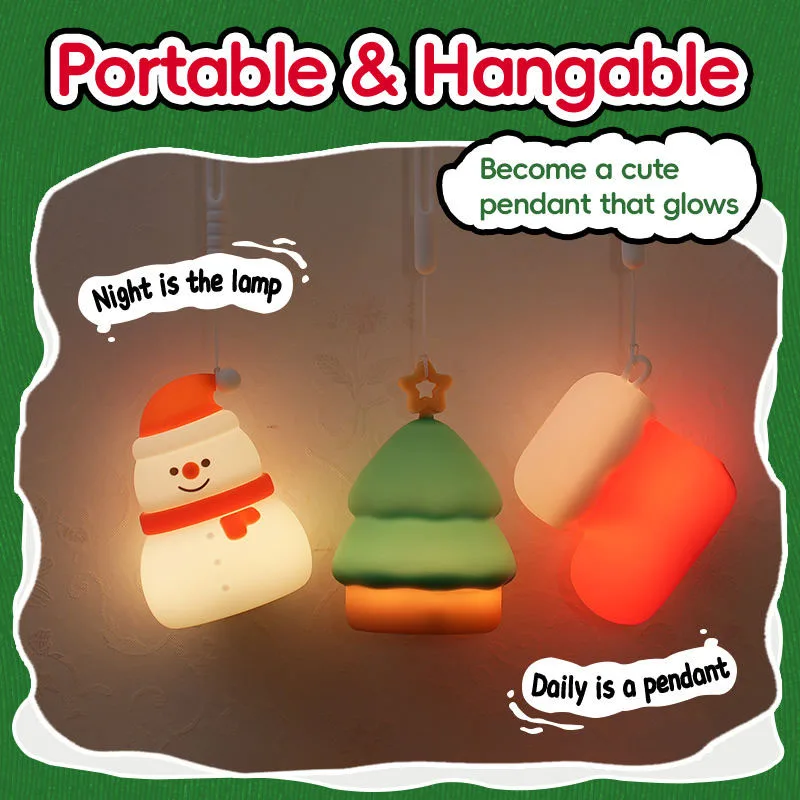 Lampu Malam Silikon Natal 7 Warna Lampu Ambient Unik Kontrol Sentuh Dapat Diisi Ulang Gantungan Boneka Salju Kaus Kaki Dekorasi Liburan di Samping Tempat Tidur
