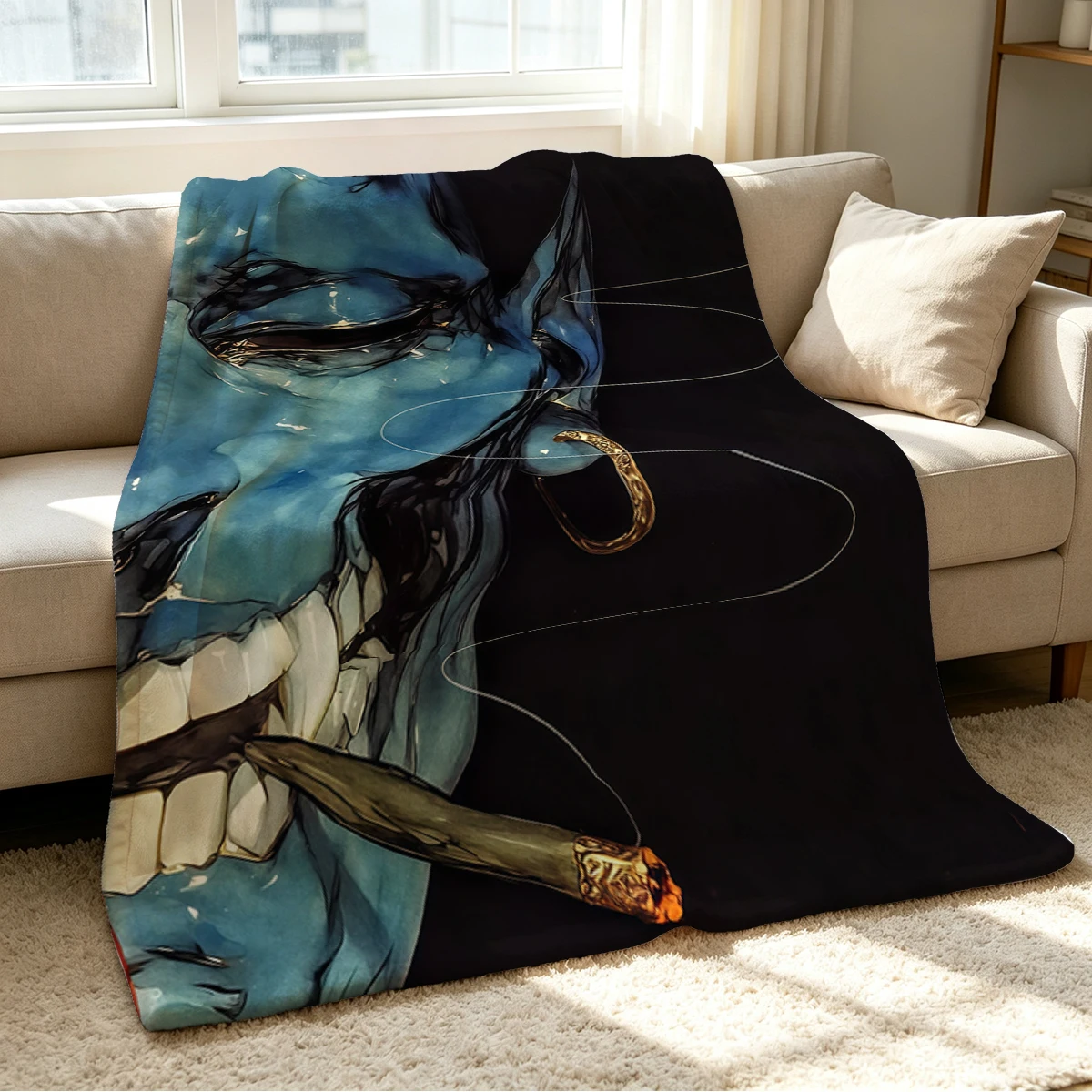 Blue Demon Blanket Soft Cozy Throw for Sofa Bed Festive Holiday Decor Gift for Kids and Adults,Lightweight and Warm