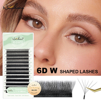 NATUHANA Automatic Flowering 6D W Shape Bloom  Premade Fans Eyelashes Extensions Natural Soft Light Individual Lashes