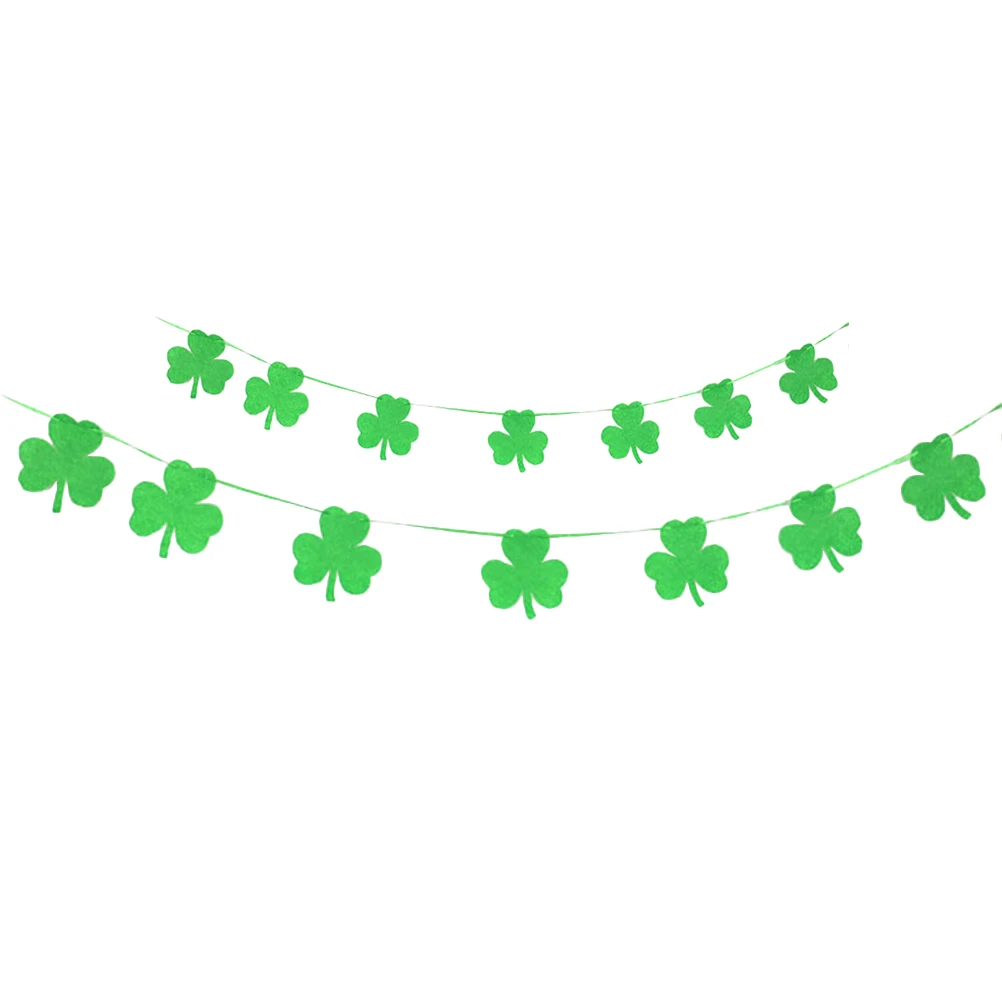 

2pcs Clover St Patrick Saint Patrick Party Bunting Bright Color Hanging Decor Banner Nonwoven Photo Props