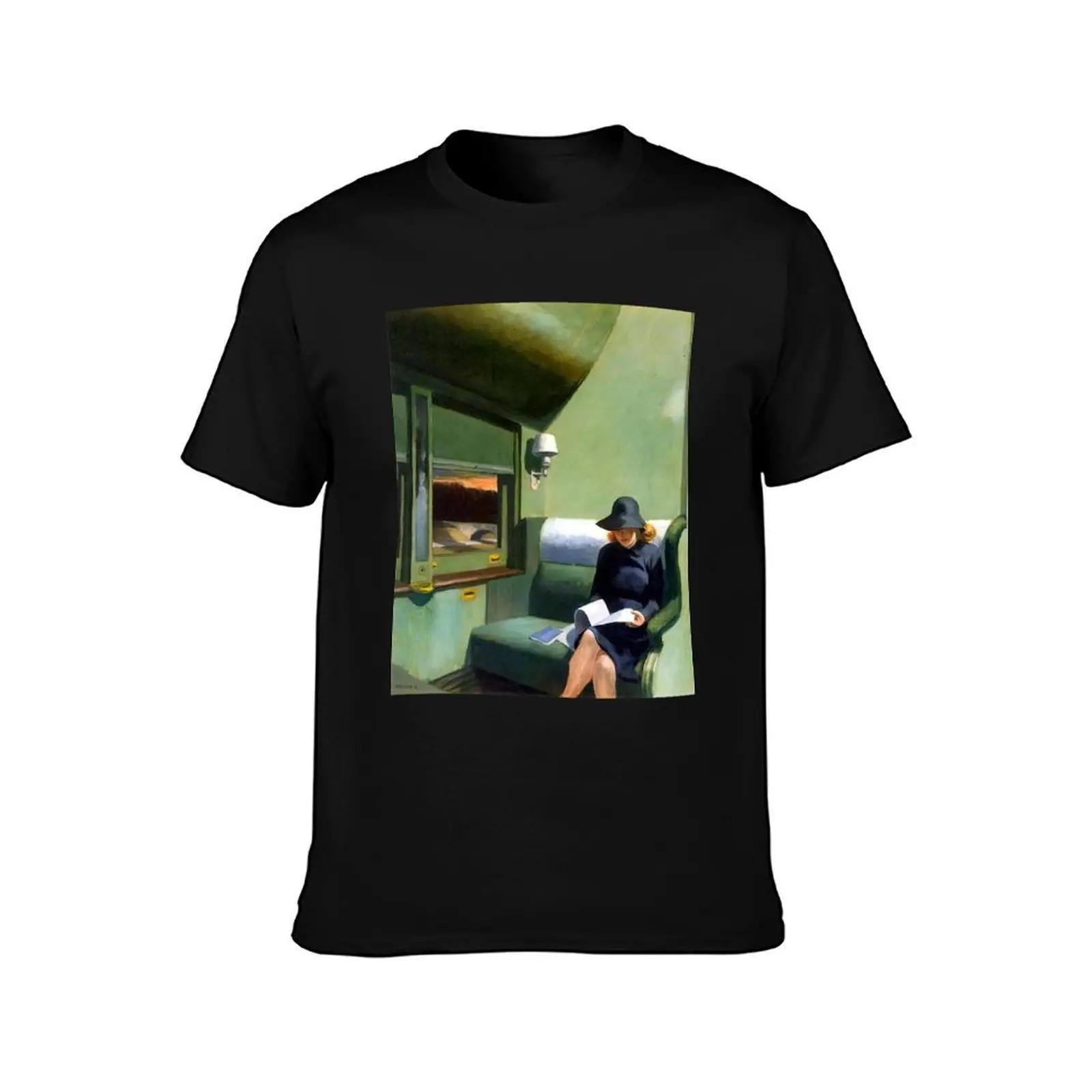 edward hopper paintings T-Shirt, Summer Casual Cotton Tee, Oversized Streetwear Tops, Vintage Graphic Print, Unisex Men Women