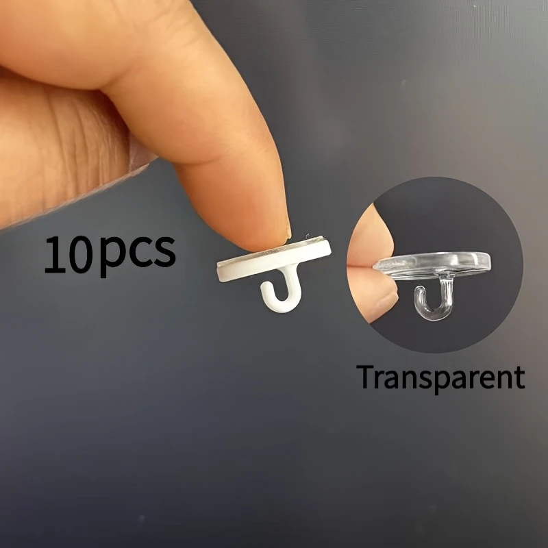 10pcs Transparent No-Drill Ceiling Hooks Suitable for Lanterns,Roof Lights & Utility Hooks-Transparent Invisible Adhesive