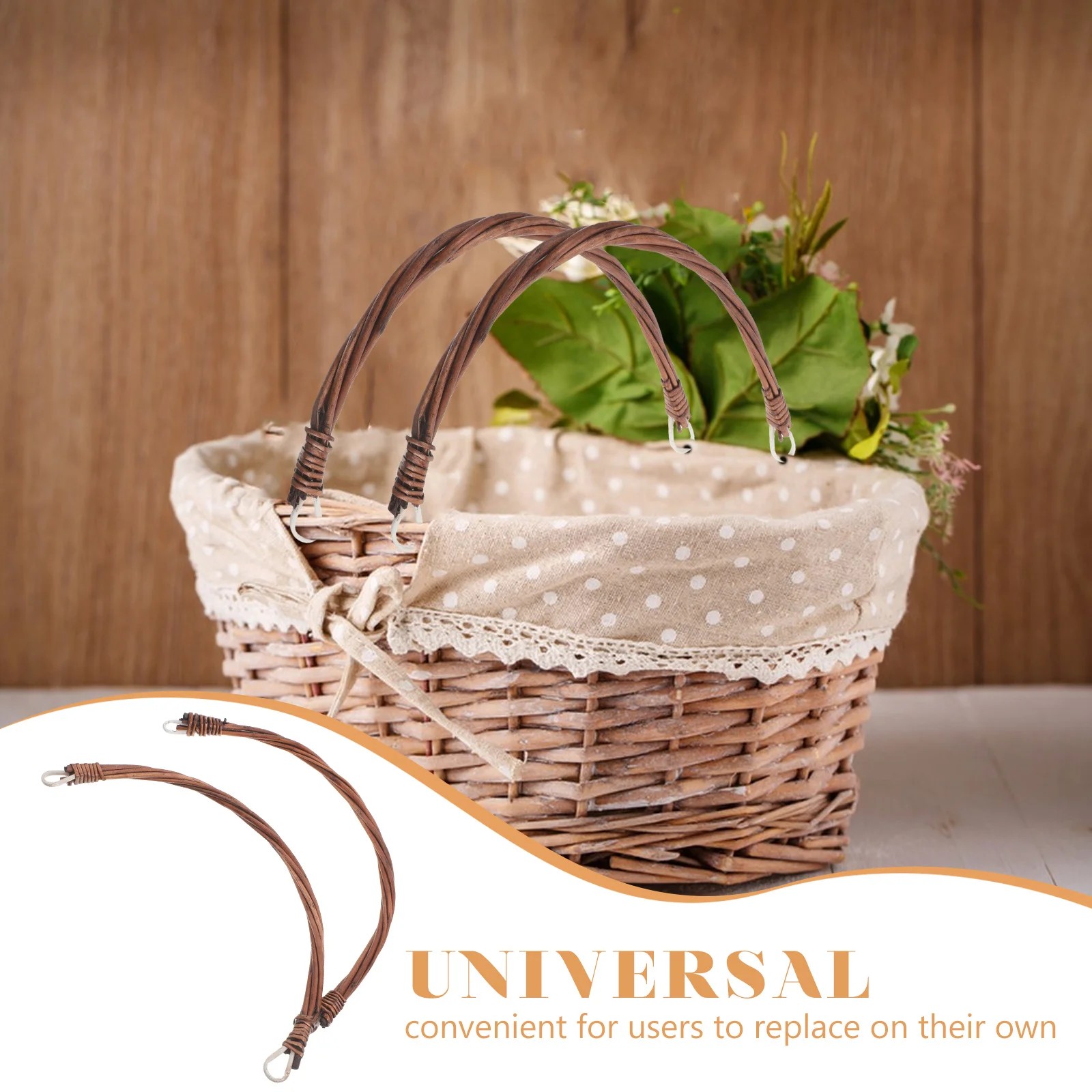 2 قطعة مقبض سلة النزهة ملحق سلة الروطان مقبض استبدال النمط الطبيعي تعزيز المتانة تركيب بسيط DIY