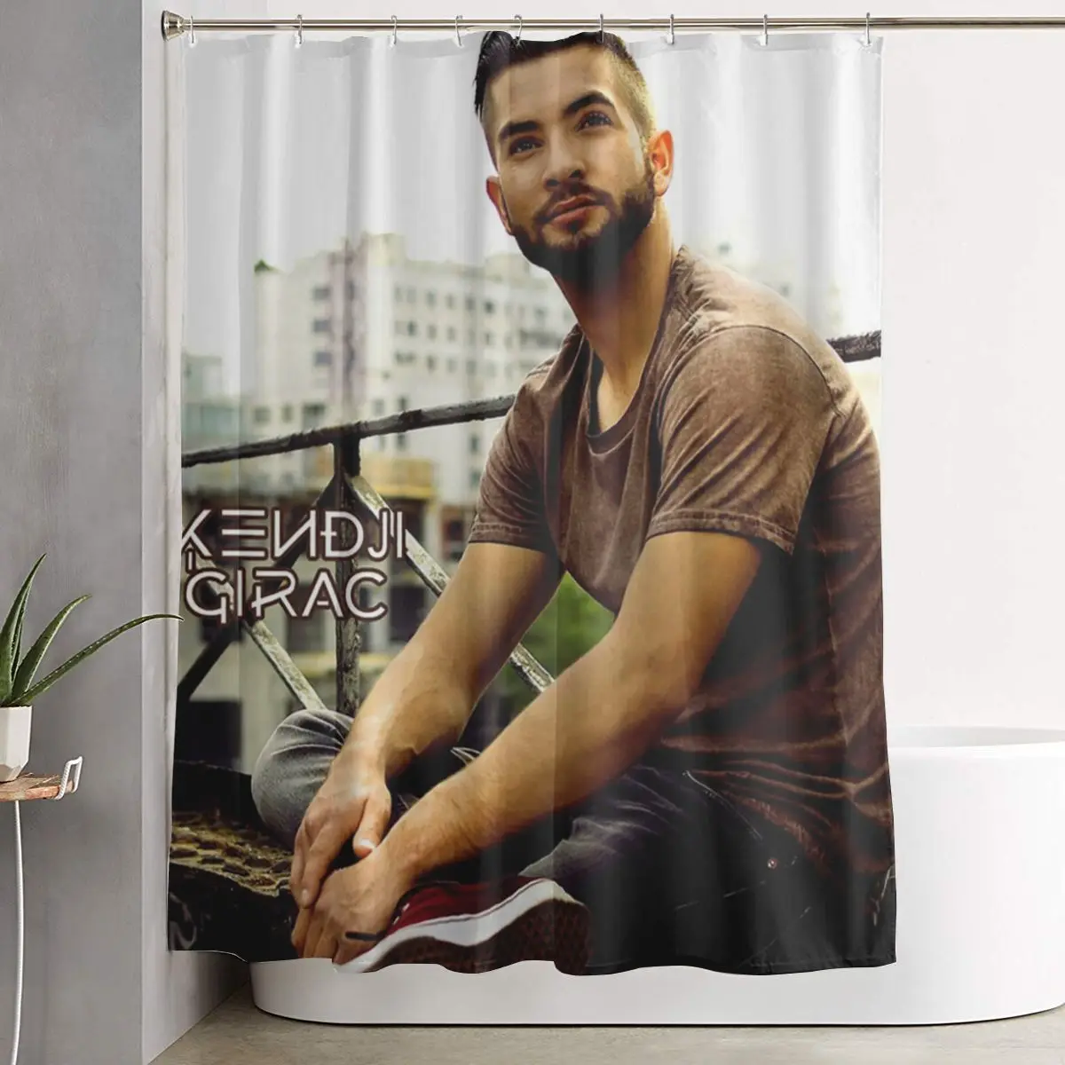 

Kendji Girac Gitano Shower Curtain Bathroom Polyester Waterproof Bath Curtains with Hooks