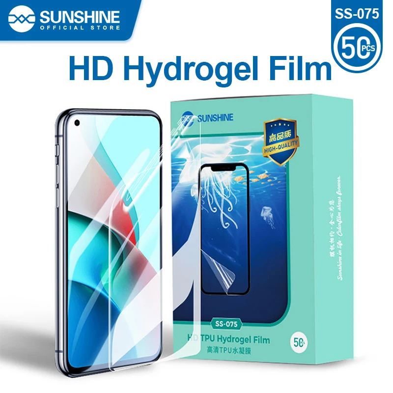 SUNSHINE 50 Stück SS-075 TPU flexible Hydrogelfolie für Schneidemaschine SS-075B 075E 075S Sichtschutzscheibenschutz mit 55 Schnittzeit
