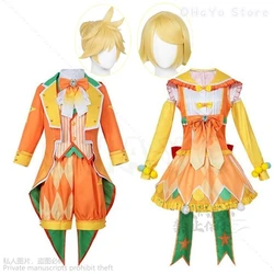 Anime Game Project Sekai Cosplay Singer Ren Len Cosplay Costume Dress Cosplay Uniform Halloween Cute Set Clothes Yellow Wigs