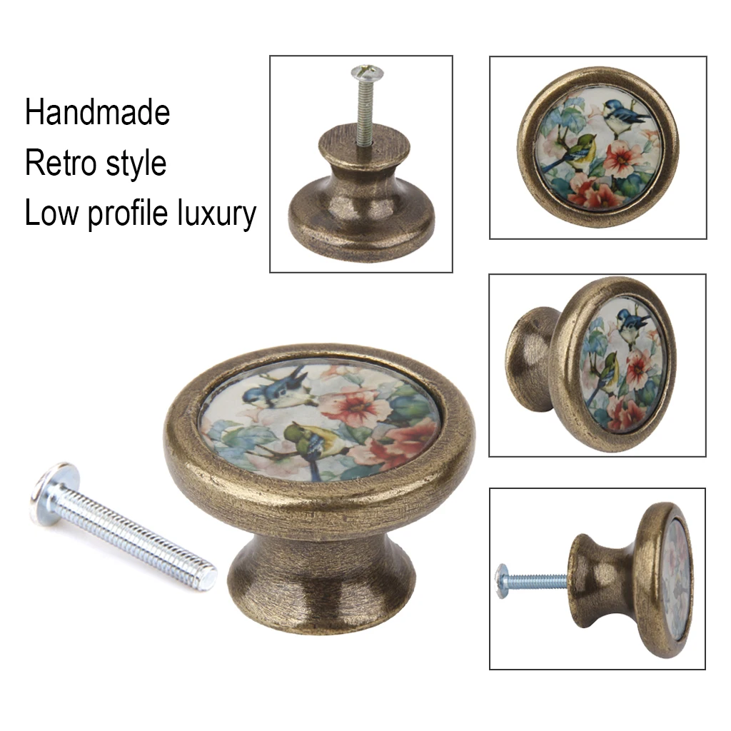 Vintage Brass Cabinet Handles Antique Drawer Pulls Wardrobe Knobs Furniture Hardware for Cupboard Door Drawer Decorative