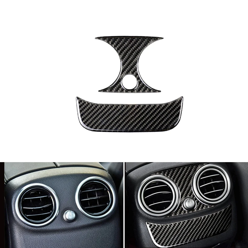 

For Mercedes Benz C Class W205 C180 C200 C300 GLC Carbon Fiber Center Console Rear Air Condition Air Outlet Decor Cover Trim