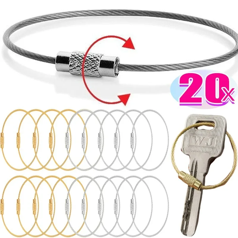 

10-20Pcs Stainless Steel Key Rings DIY Wire Rope Keychain Split Ring Key Holder Rings DIY Findings Making Keychain Accessories