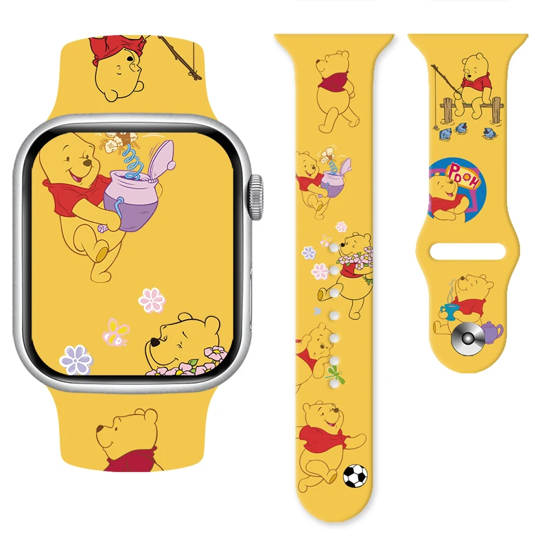 

Disney Winnie The Pooh Strap for Apple Watch 11 10 9 8 Silicone Band Replaceable Bracelet for iWatch 46mm 44mm 42mm 41mm Dial
