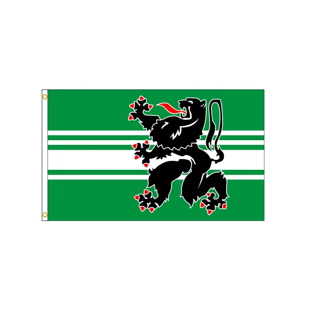 East Flanders Province Flag Belgium - 2x3FT 3x5FT Polyester Banner with Black Lion & Red Claws For Home Decor Wall Hanging Gift