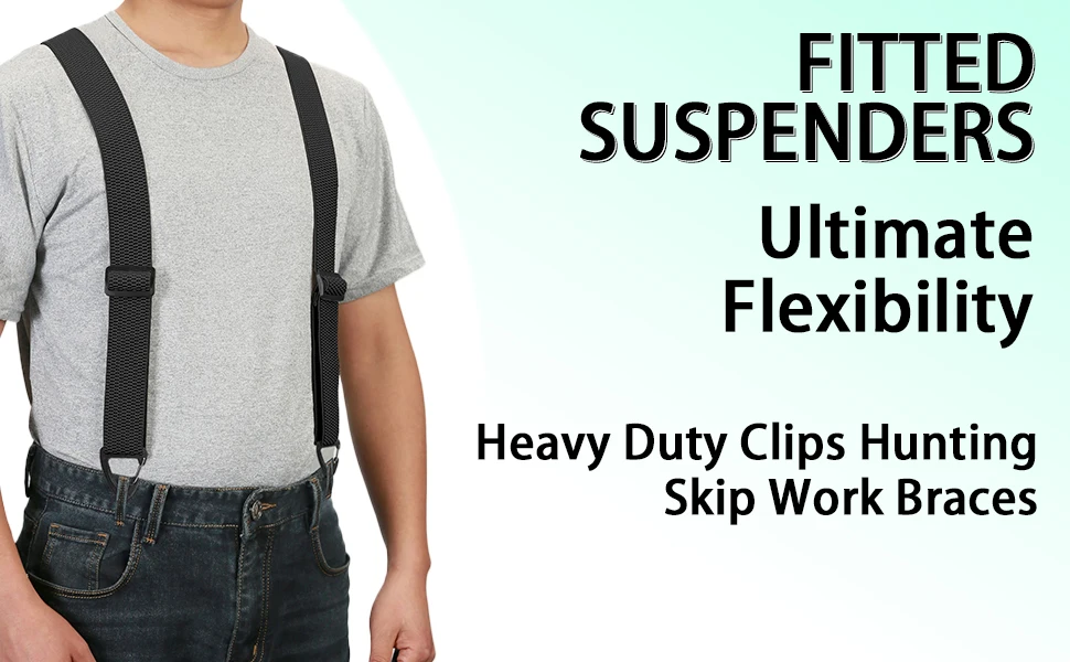 Hidden Suspenders for Men 1.6" Wide Elastic Adjustable Work Suspenders Heavy Duty with 4 Snap Loop X-back Braces for Trousers